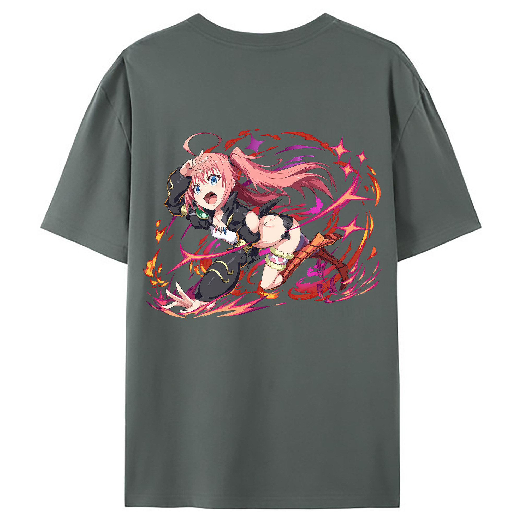 （画像用） 転スラ Regarding Reincarnated to Slime 綿100％ メンズ半袖Tシャツ（バックプリント） 通気性